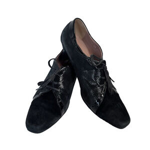 BeautiFeel Oxford Black Patent Leather Tie Sup Shoes size 38 7.5/8 Career Church
